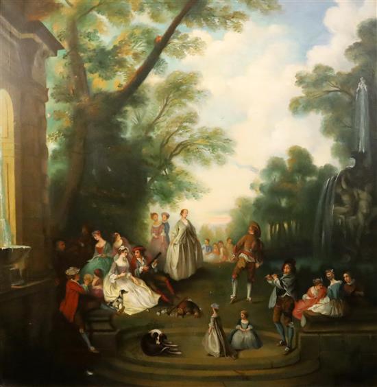 Continental School Fête galante scene 37 x 37in.